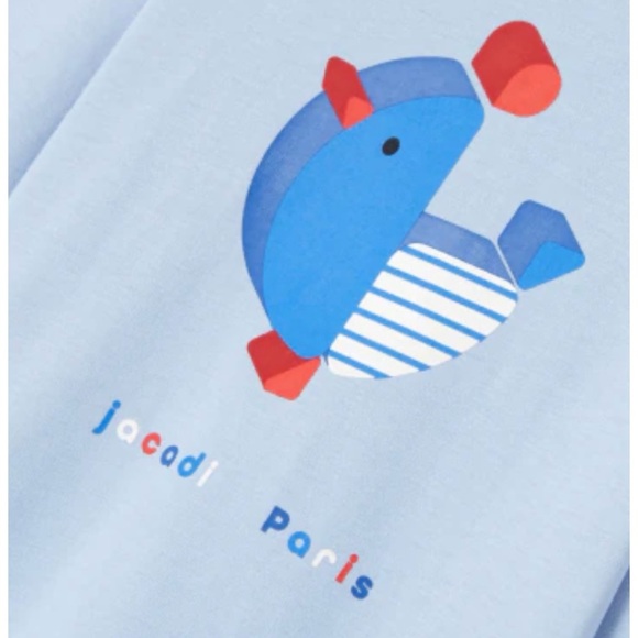 JACADI PARIS • Light Blue French Tricolor Rooster Long Sleeve Shirt - Picture 4 of 10